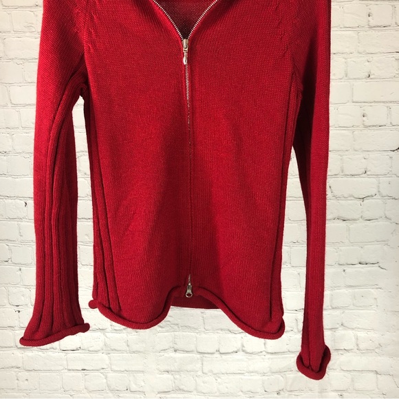 Women's Indigenous Designs Red Alpaca and Wool Blend Front Zip Sweater. Size M - Picture 5 of 14